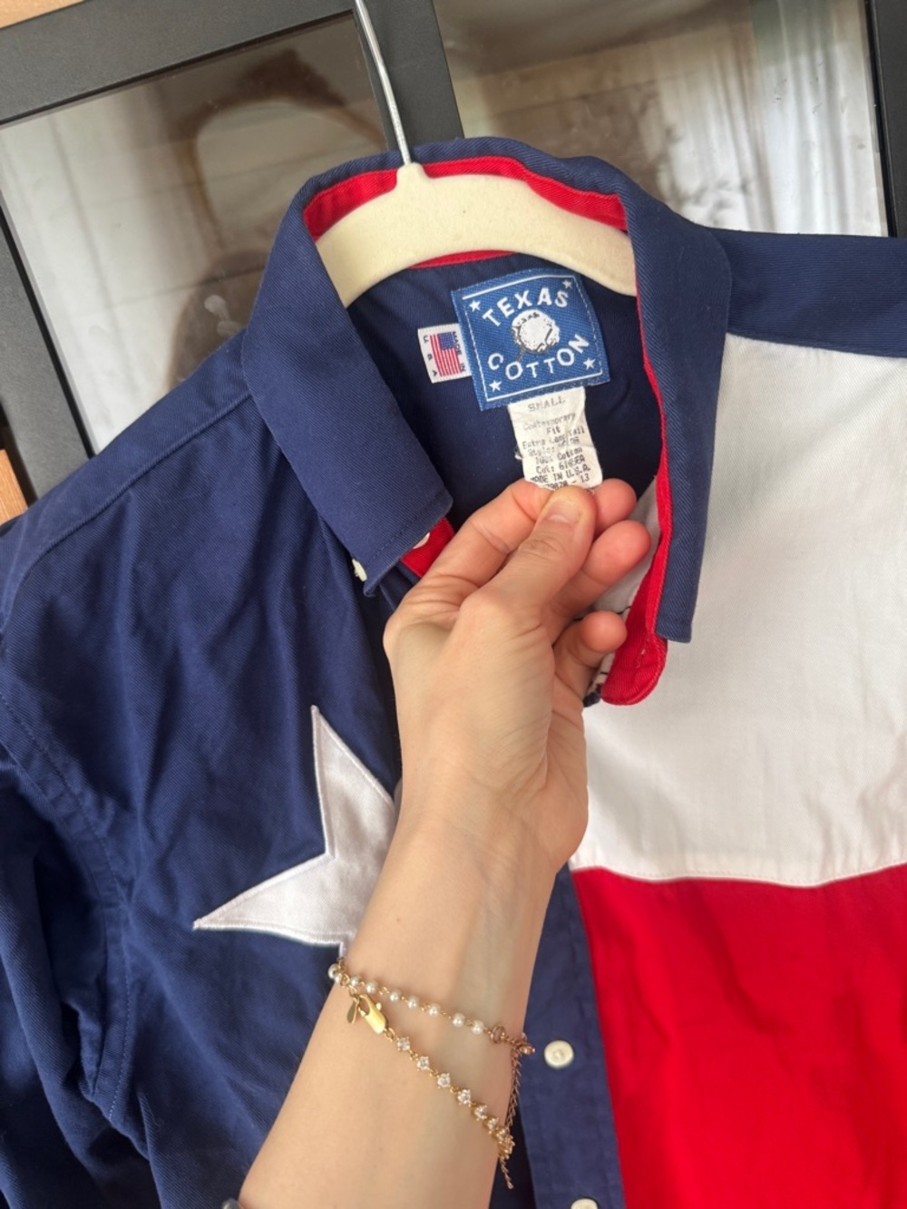 Vintage Texas Flag button down shirt long sleeve western lonestar state country - Picture 5 of 7
